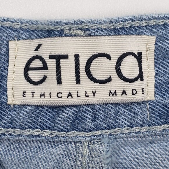 Etica Max Pleated High-Waist Denim Shorts Womens Sz 29 Ethereal Blue 100% Cotton - Picture 2 of 16